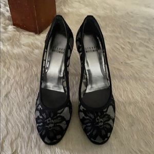 Stuart Weitzman black lace pump